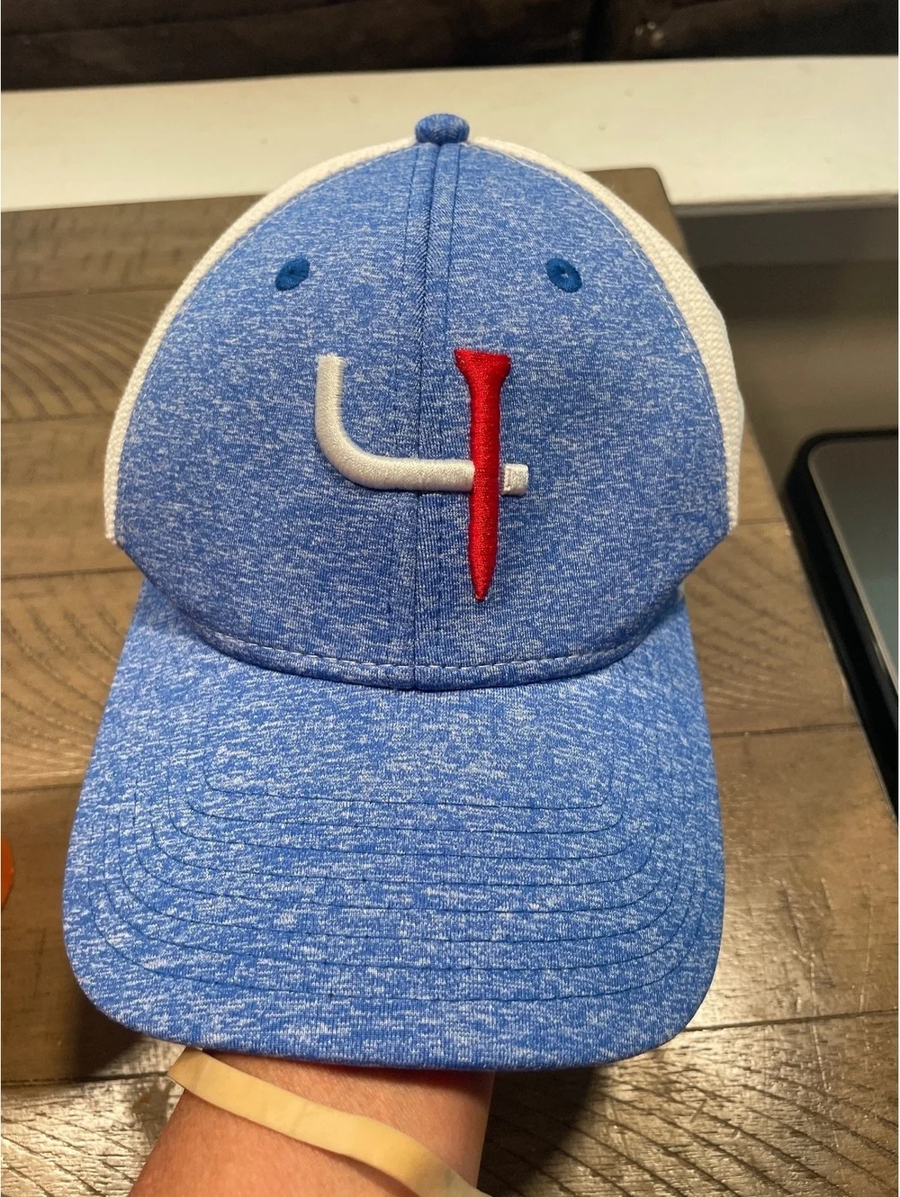 Ouray Sportswear Blue and White Adjustable Baseball Cap with Embroidered Logo